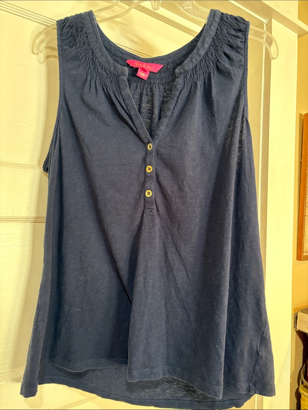 Lilly Pulitzer XL Navy Sleeveless Henley Tank